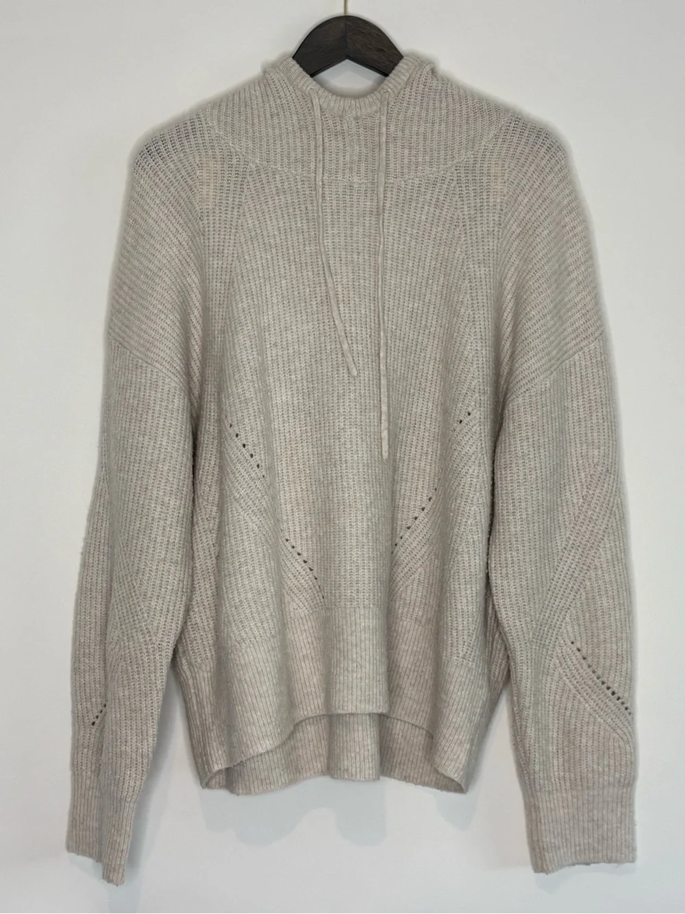 CALIA Womens Medium Slouchy Cream Ivory Knit Hooded Pullover Sweater Solid